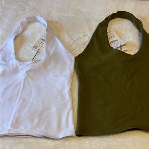 NWT- Zara Dual Pack: White and Olive Tank Tops, never worn